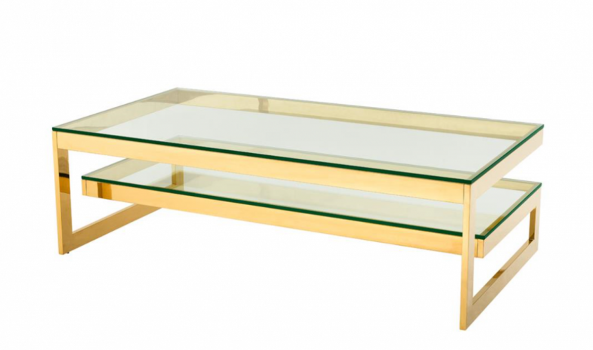 Art Deco Luxus Couchtisch Gold Finish - Wohnzimmer Salon Tisch - Hotel Möbel