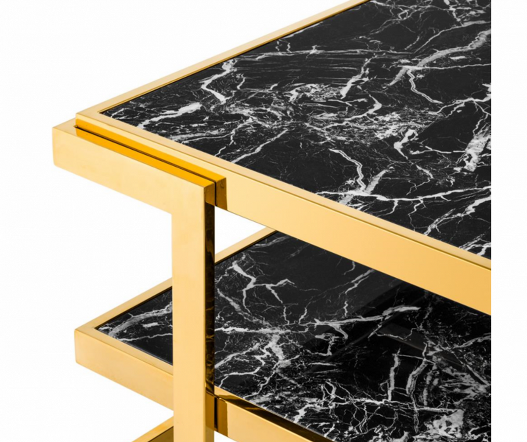 Art Deco Luxus Couchtisch Kunstmarmor Gold finish - Wohnzimmer Salon Tisch - Luxus Qualität