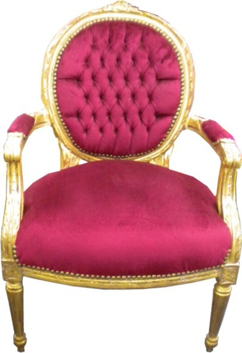 Barock Salon Stuhl Bordeaux / Gold Mod2