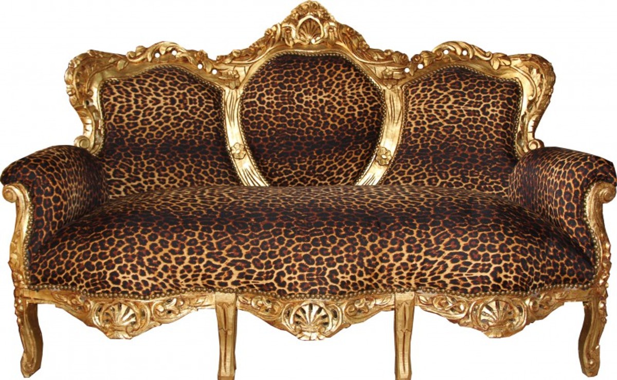 Barock 3er Sofa King Leopard/Gold - Antik Möbel