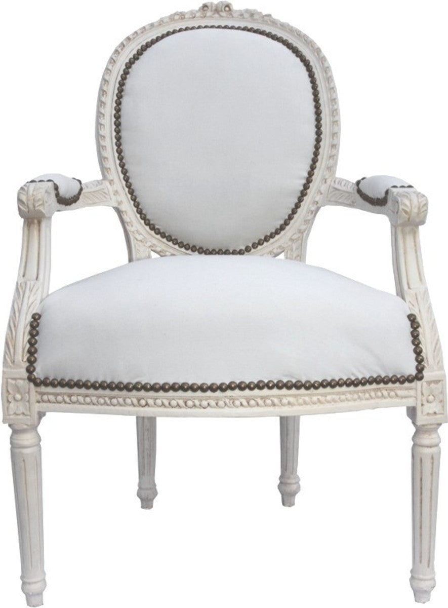 Barock Salon Stuhl Creme / Creme Mod2