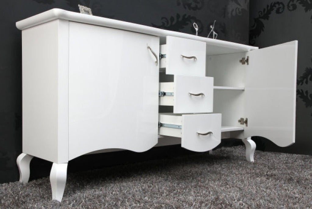 Barock Kommode Weiss Hochglanz - Moderne Barock Möbel Sideboard