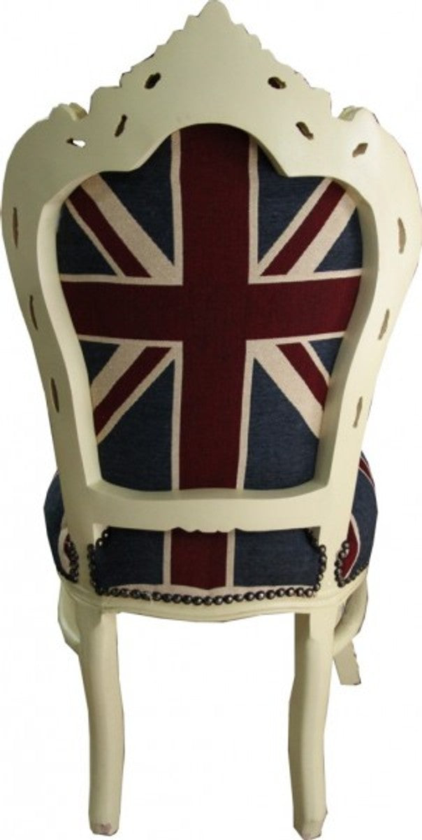 Barock Esszimmer Stuhl Union Jack / Creme