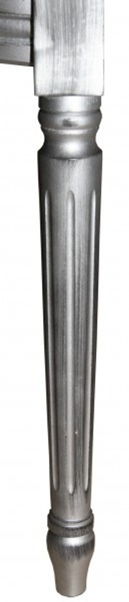 Barock Esszimmer Stuhl mit Armlehne Schwarz / Silber - Designer Stuhl - Luxus Qualität