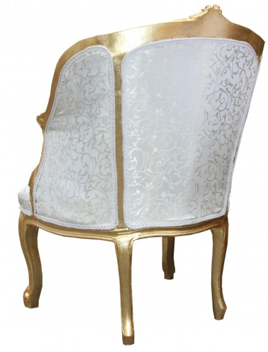 Barock Salon Sessel Weiß/ Gold - Cocktailsessel