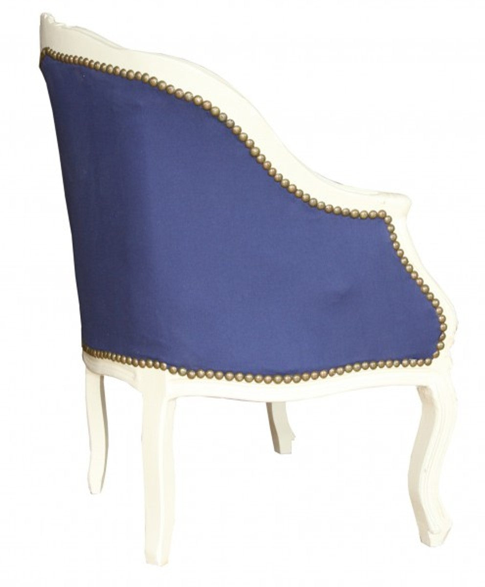 Barock Damen Salon Sessel Union Jack / Creme - Möbel Antik Stil- England Flagge