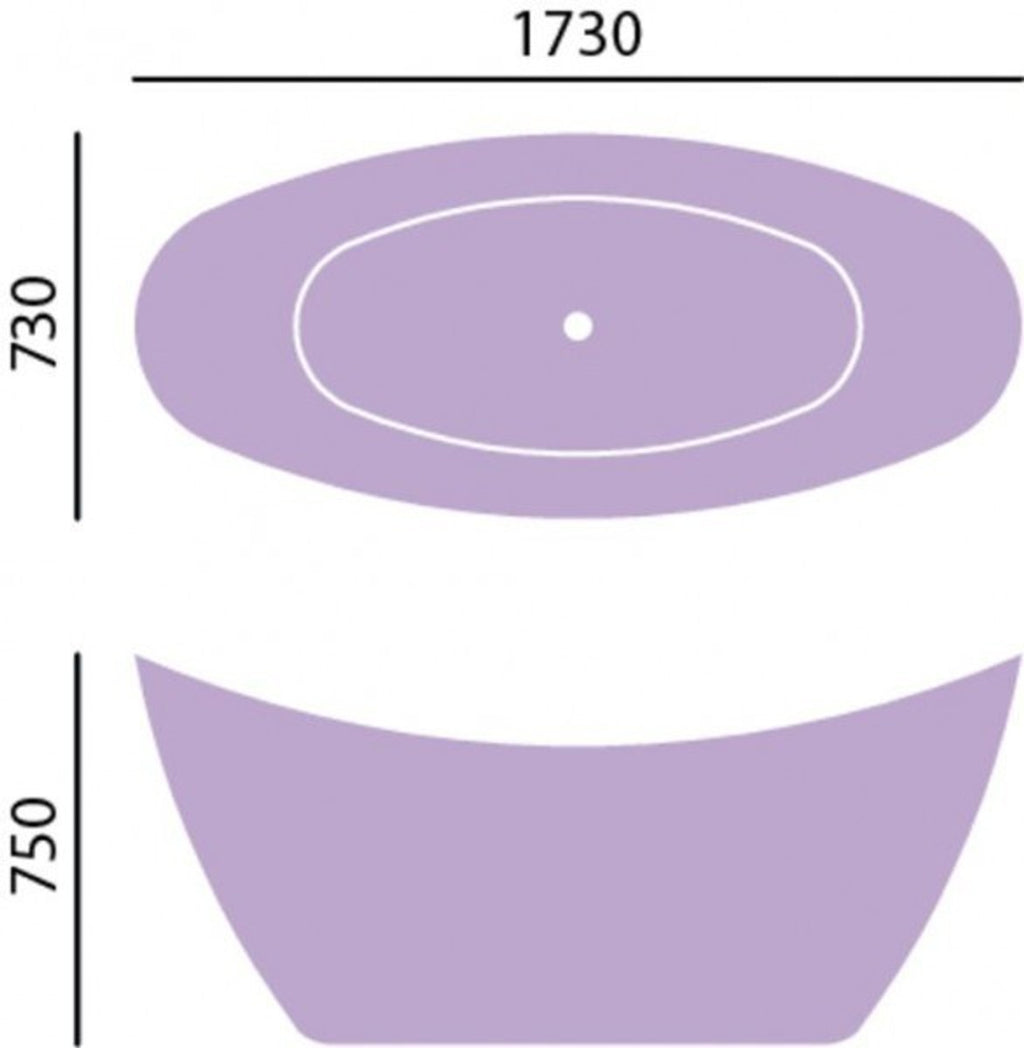 Art Deco Badewanne freistehend Edelstahleffekt Modell He-Hyl 1730mm - Freistehende Retro Antik Jugendstil Badewanne