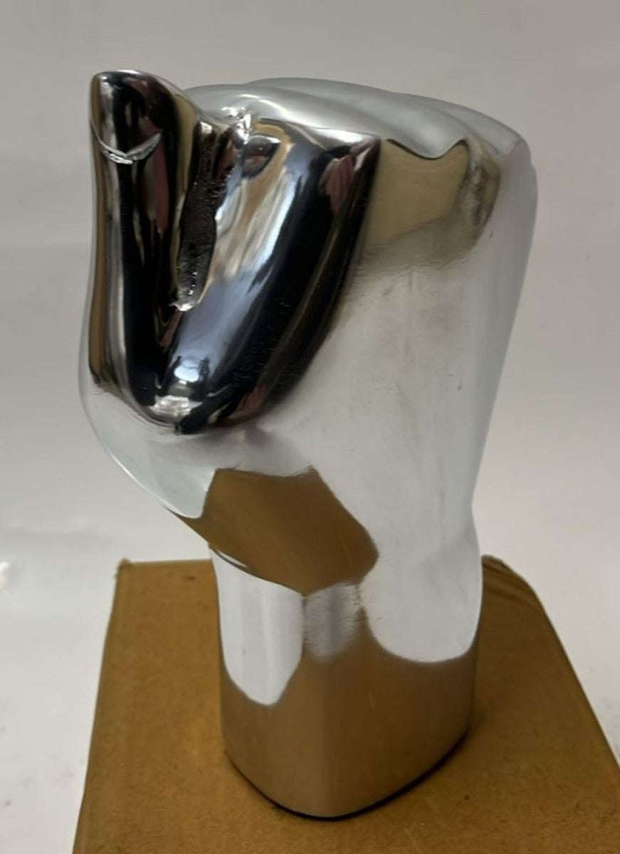 Aluminium Deko Faust Silber H. 17,5 cm - Schreibtisch Deko