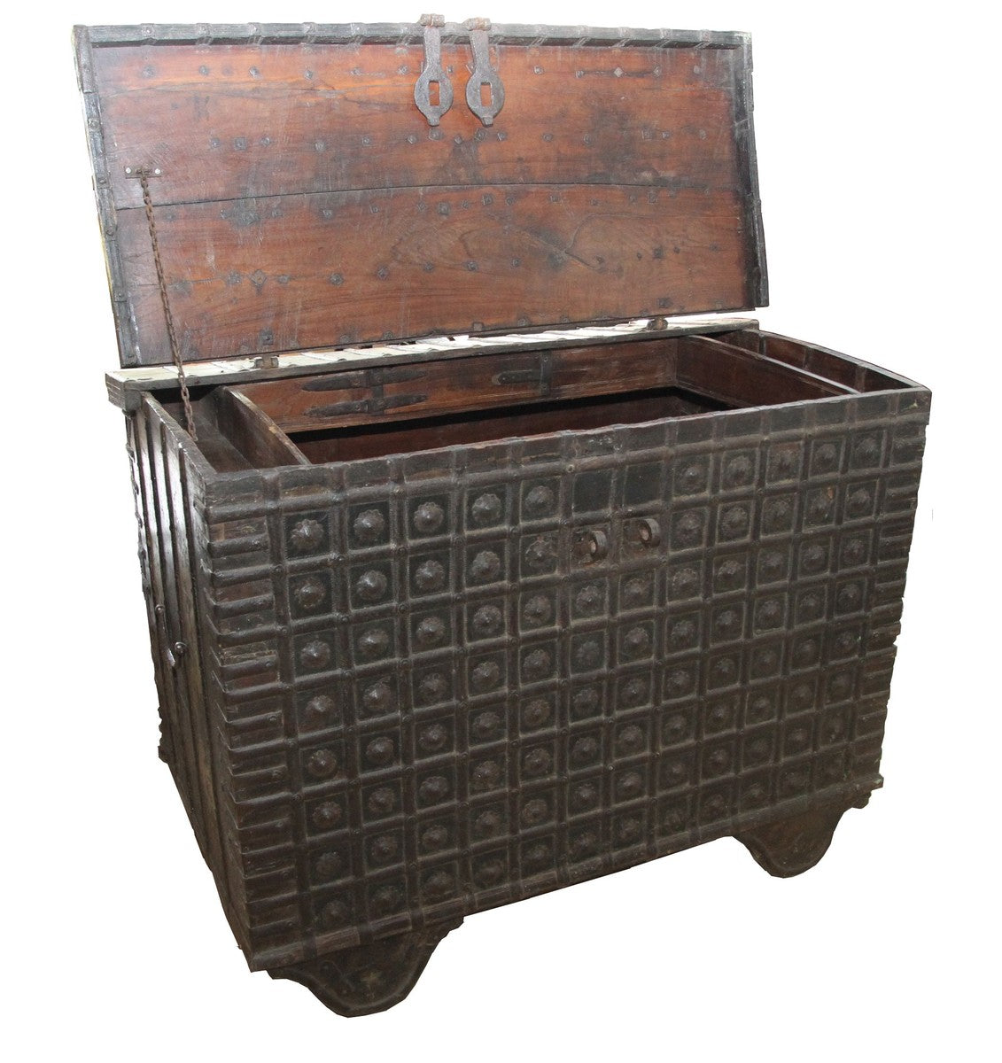 Antik Stil Massivholz Truhe - L122 x B75 x H91 cm - Antiquität