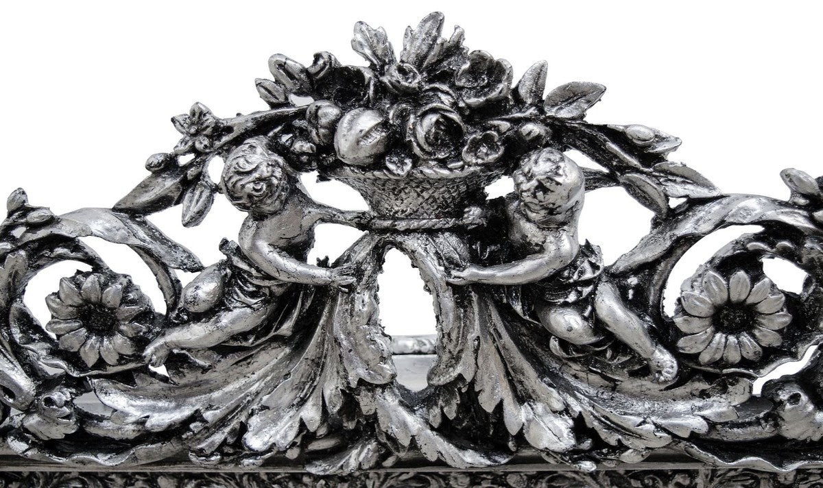 Antik Stil Wandspiegel Silber 142 x H. 100 cm - Barock Wohnzimmer Möbel