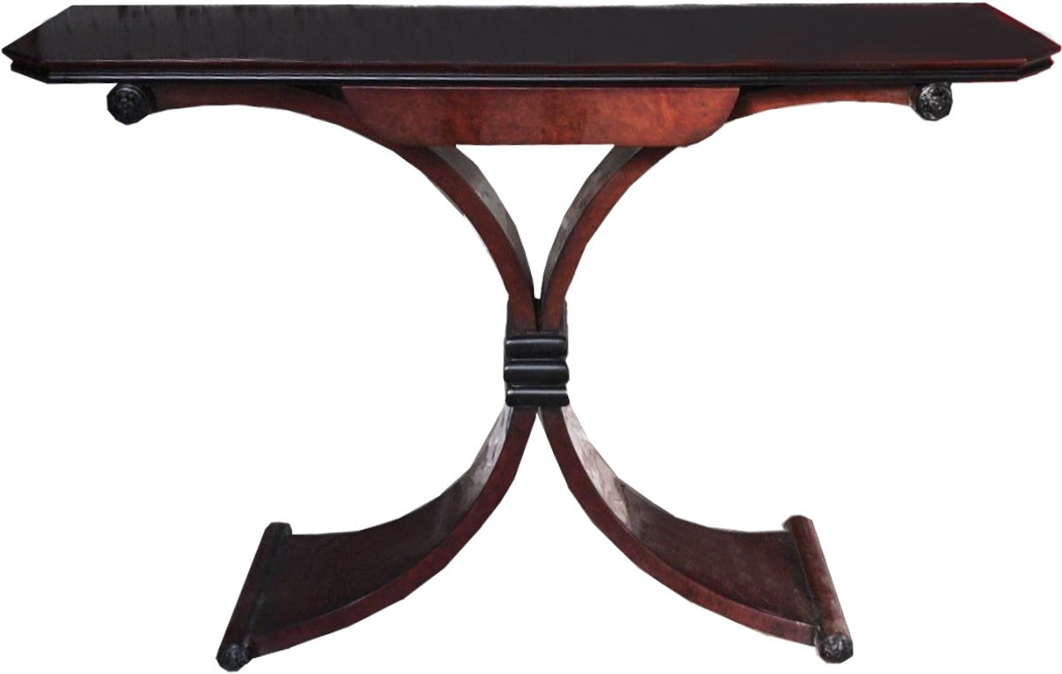 Art Deco Konsole Braun mit Schublade - Beistelltisch 120 x 35 x H 95cm - Antik Stil Tisch - Möbel