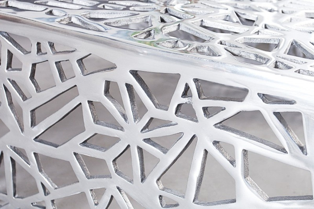 Art Deco Couchtisch Silber Metall 60 x 60 x H. 32 cm - Jugendstil Tisch - Möbel Wohnzimmer