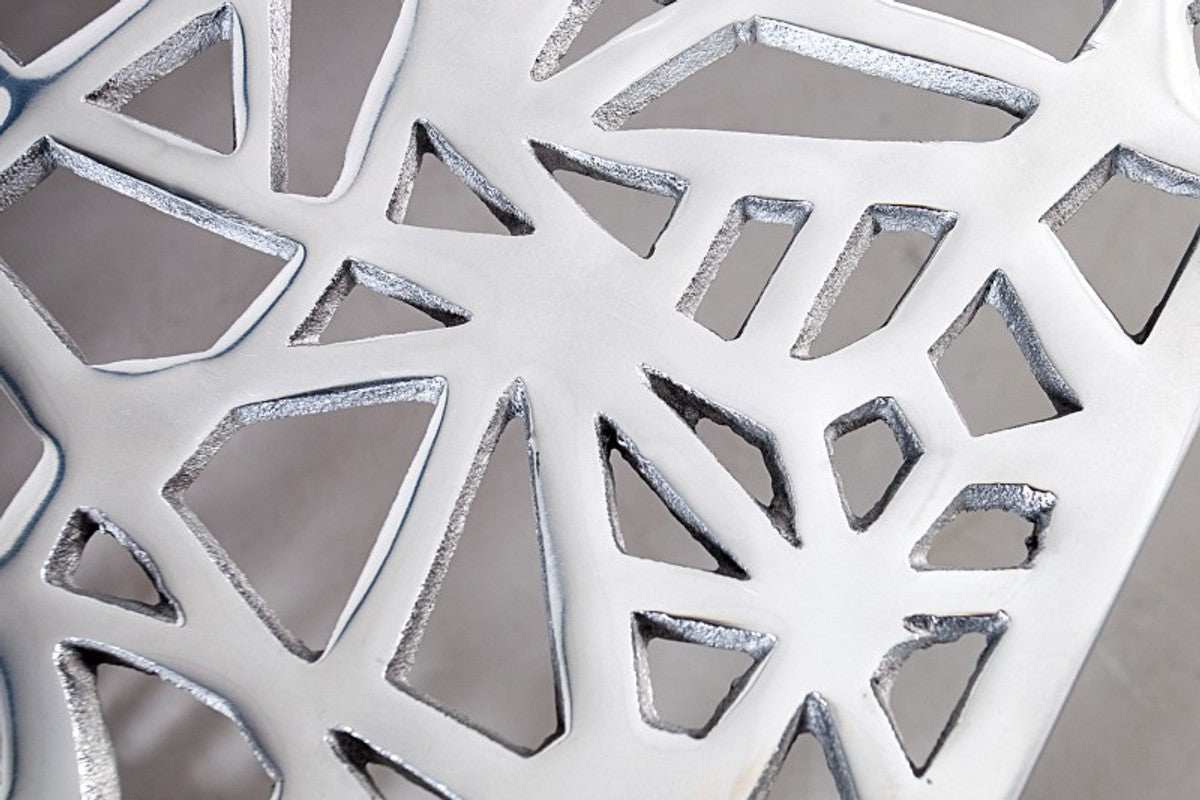 Art Deco Couchtisch Silber Metall 60 x 60 x H. 32 cm - Jugendstil Tisch - Möbel Wohnzimmer