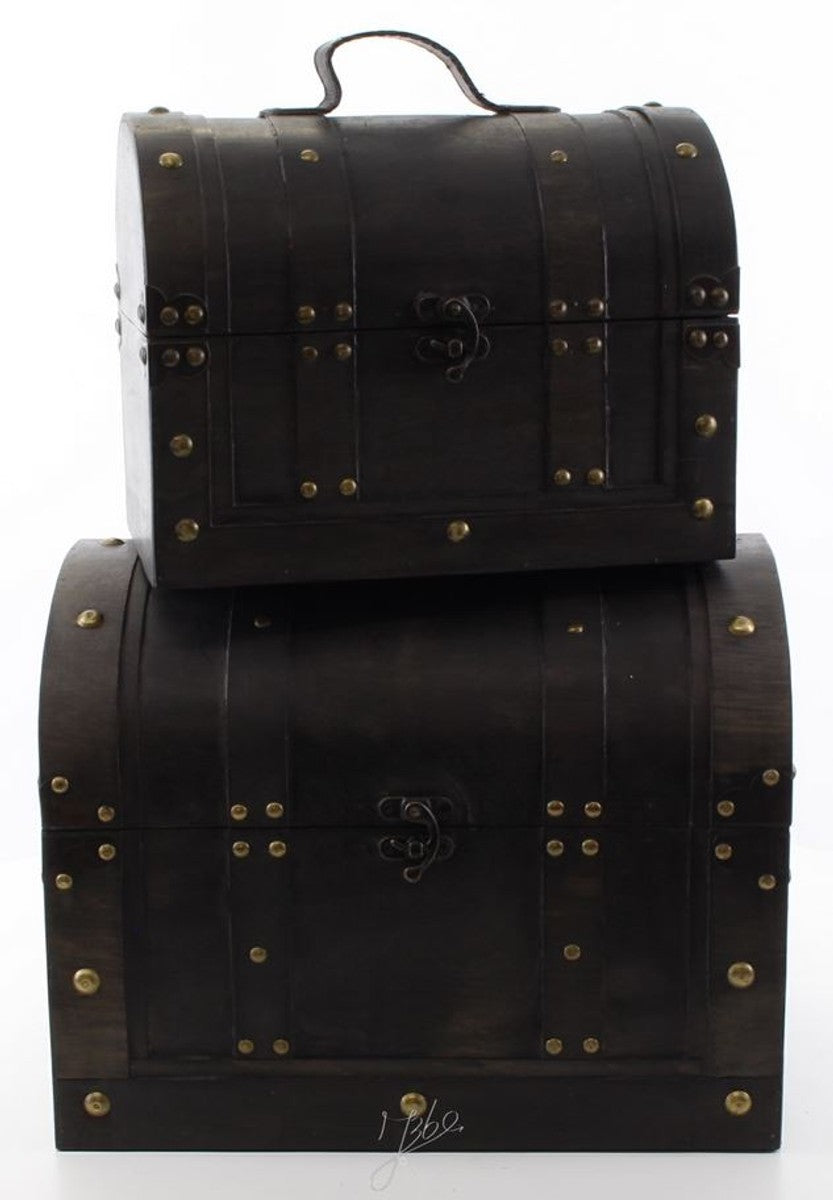 Art Deco Holz Lunchbox Set Schwarz - Wohnzimmer Dekoration