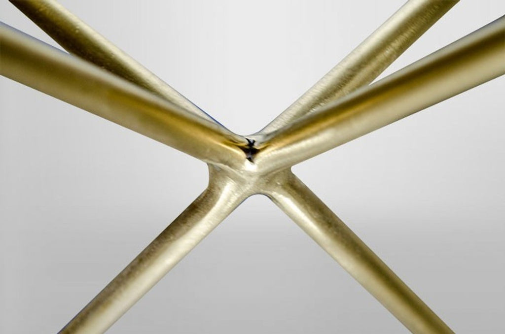 Art Deco Beistelltisch Gold Metall / Marmor 35 x 35 cm- Jugendstil Tisch - Möbel Blumentisch