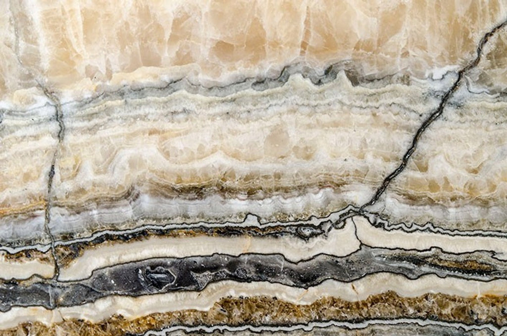 Art Deco Beistelltisch Onyx / Metall 80 x 50 cm- Jugendstil Tisch - Möbel Couchtisch