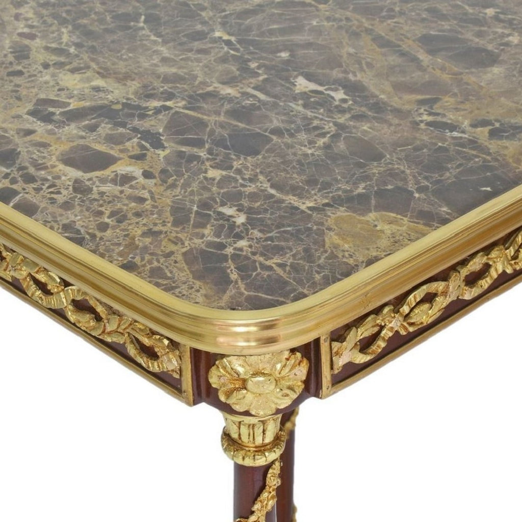 Barock Beistelltisch Braun / Gold / Schwarz 45 x 45 x H. 78 cm - Handgefertigter Massivholz Tisch im Barockstil - Barock Wohnzimmer Möbel