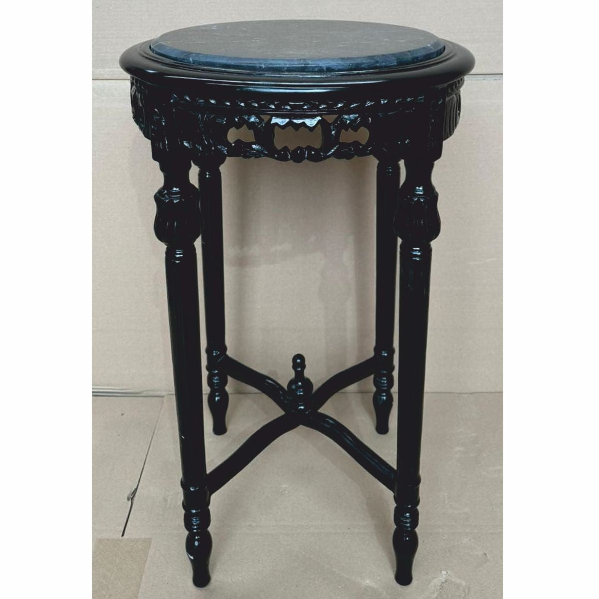 Barock Beistelltisch Schwarz Ø 45 x H. 72 cm - Barock Möbel