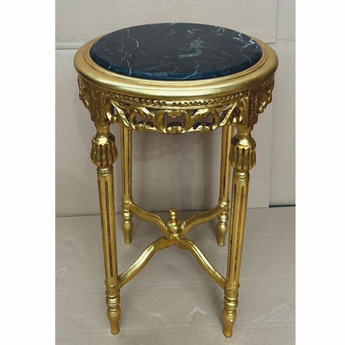 Barock Beistelltisch Gold / Schwarz Ø 45 x H. 72 cm - Barock Möbel