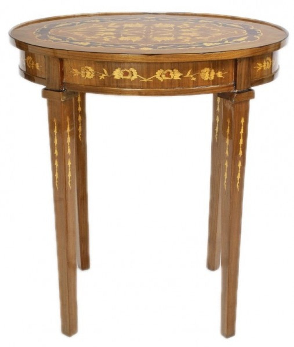Barock Beistelltisch Mahagoni Intarsien H80 x 50cm - Ludwig XVI Antik Stil Tisch - Möbel