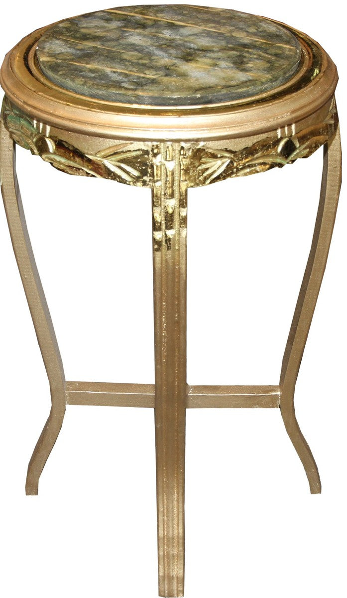 Barock Beistelltisch Rund Gold /Grün Antik Look - 68 x 40cm