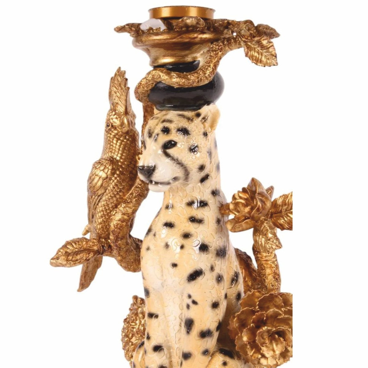 Barock Beistelltisch Leopard mit Glasplatte H. 51,5 cm - Barock Möbel