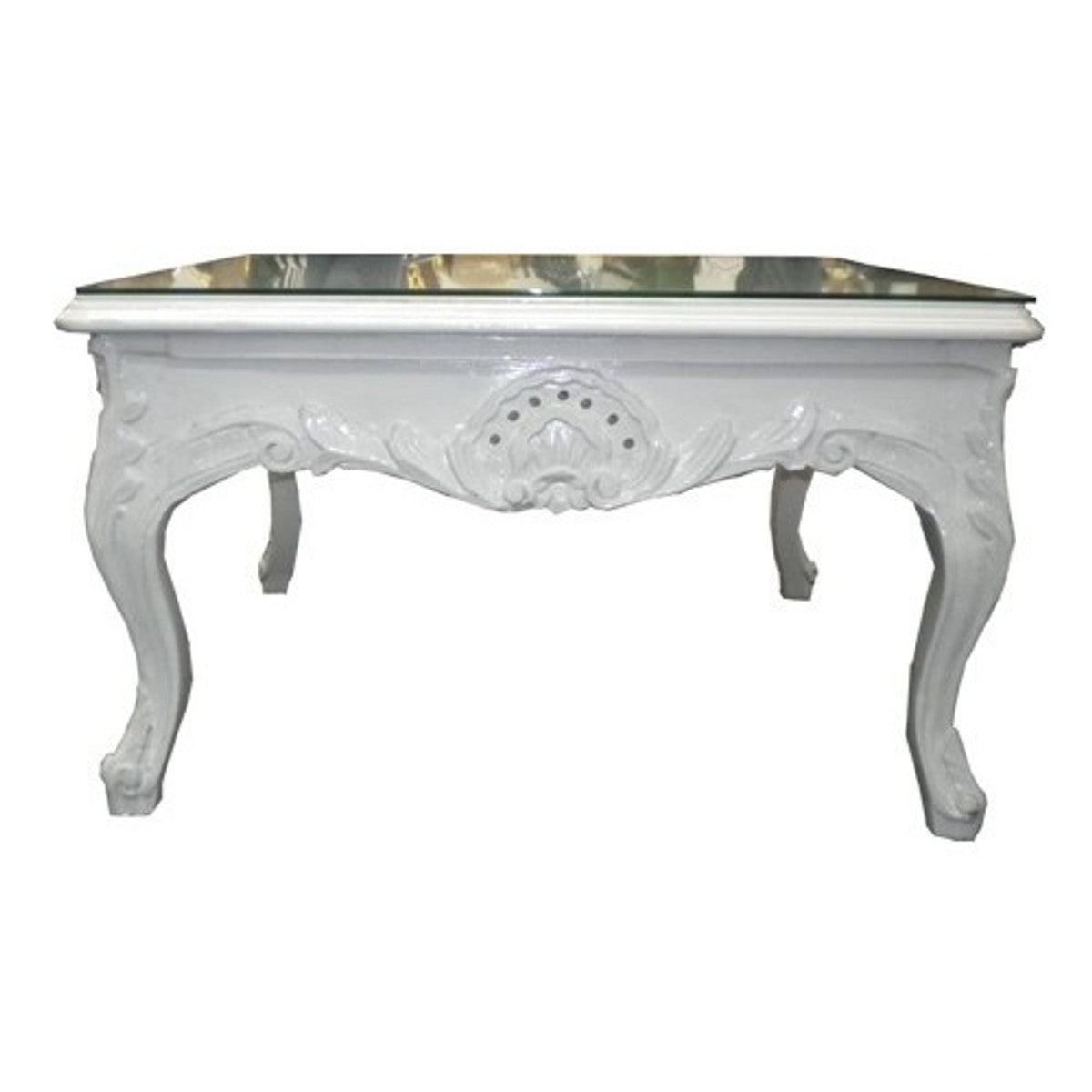 Barock Beistelltisch Weiß 80 x 80 cm - Couchtisch - Wohnzimmer Tisch