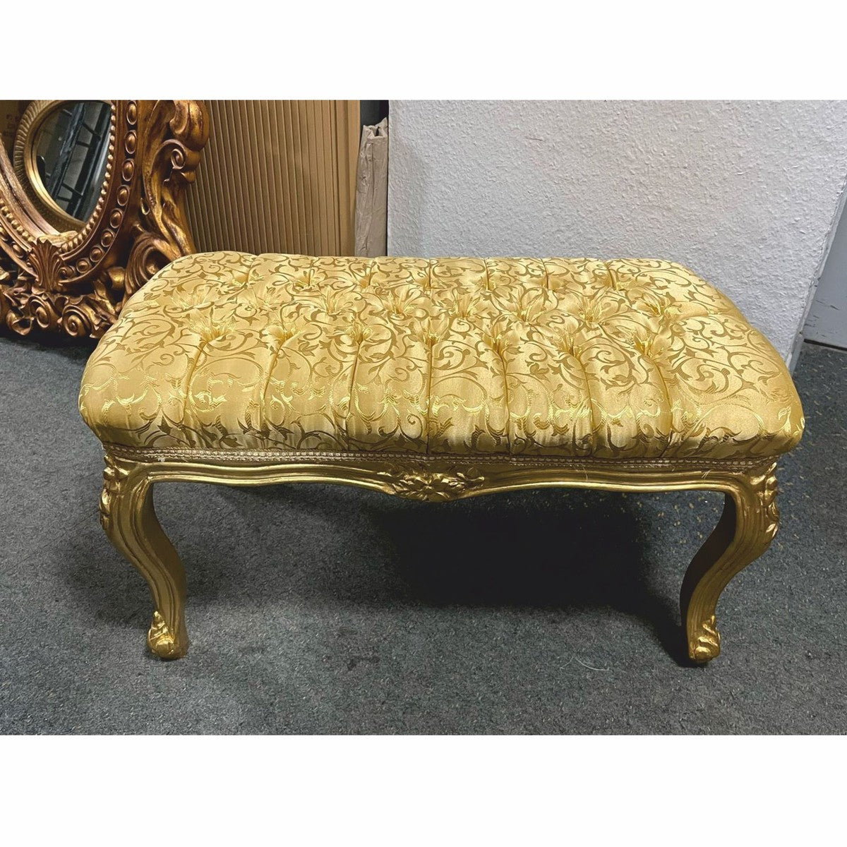 Barock Hocker mit Muster Gold 75 cm - Barock Möbel