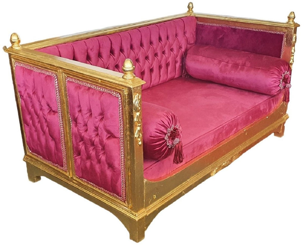 Barock Hundebett Bordeauxrot / Gold - Prunkvolles Antik Stil Hundebett - Handgefertigte Hunde Möbel im Barockstil - Barock Tiermöbel - Antik Stil Tiermöbel