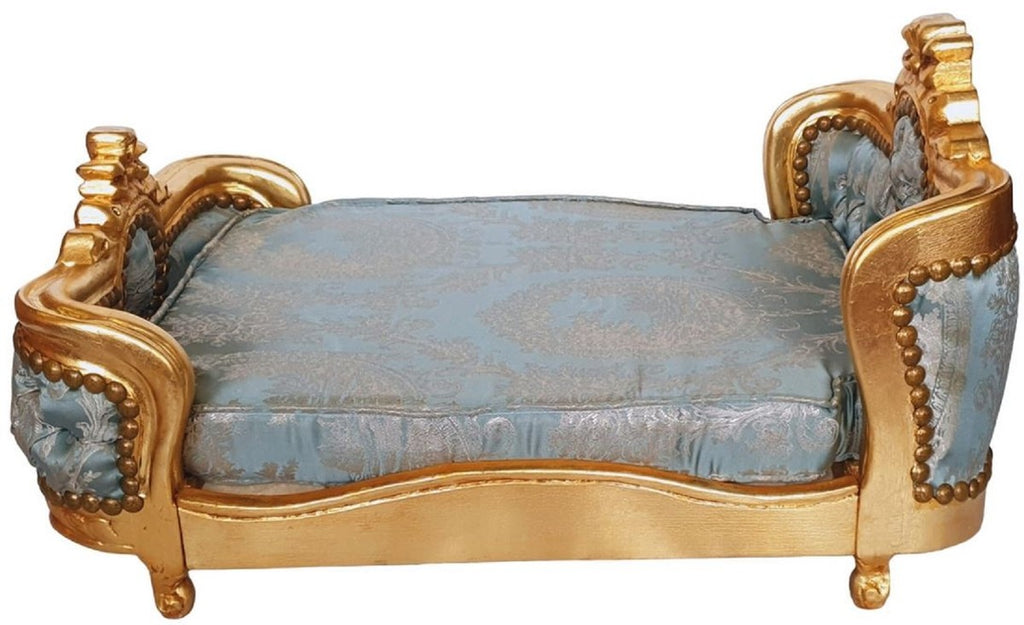 Barock Hundebett Grün Muster / Gold - Handgefertigtes Antik Stil Hundebett - Prunkvolle Hunde Möbel im Barockstil - Antik Stil Tiermöbel - Barock Tiermöbel