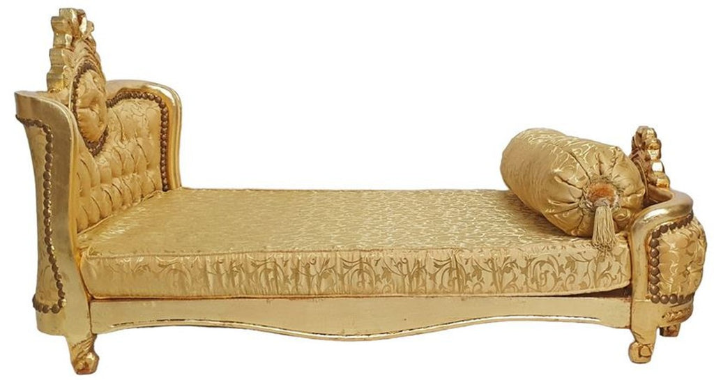 Barock Hundebett Gold Muster / Antik Gold - Handgefertigtes Antik Stil Hundebett - Prunkvolle Hunde Möbel im Barockstil - Antik Stil Tiermöbel - Barock Tiermöbel