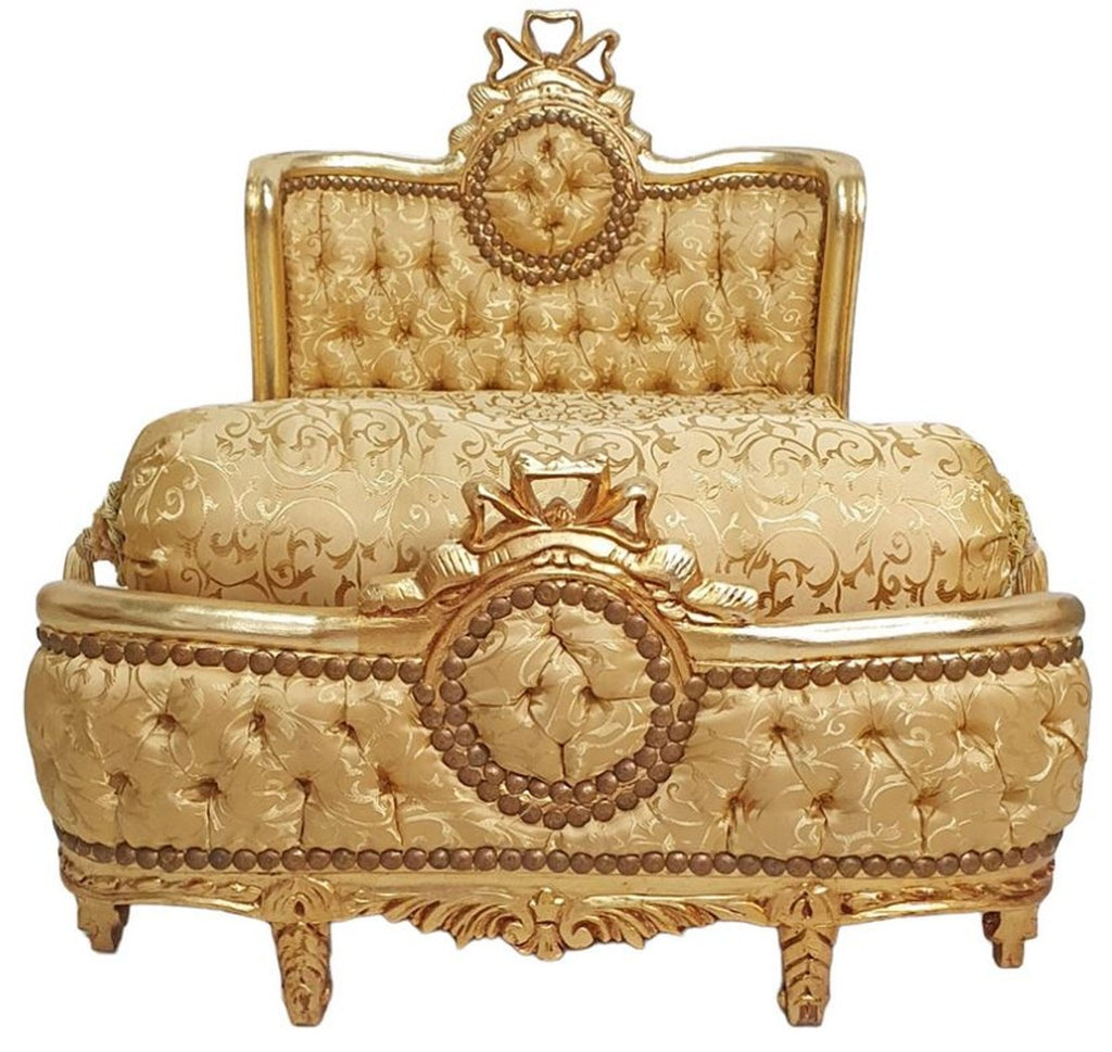 Barock Hundebett Gold Muster / Antik Gold - Handgefertigtes Antik Stil Hundebett - Prunkvolle Hunde Möbel im Barockstil - Antik Stil Tiermöbel - Barock Tiermöbel
