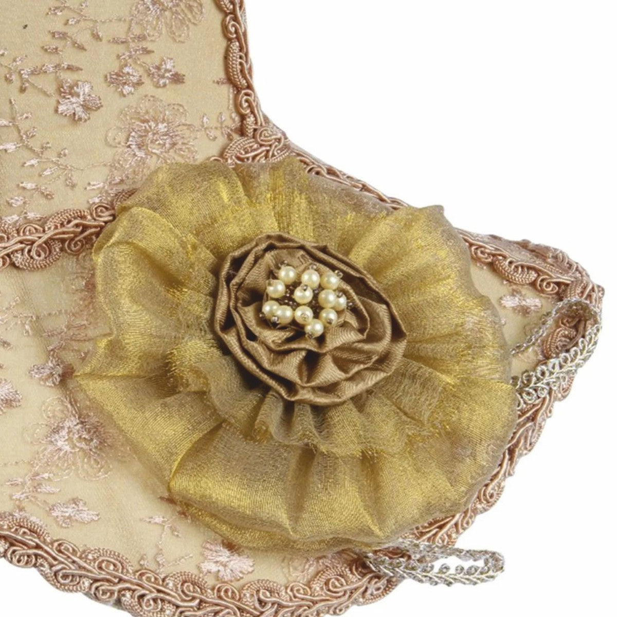 Barock Lampenschirm in Damenhut Form Beige / Gold 47 cm