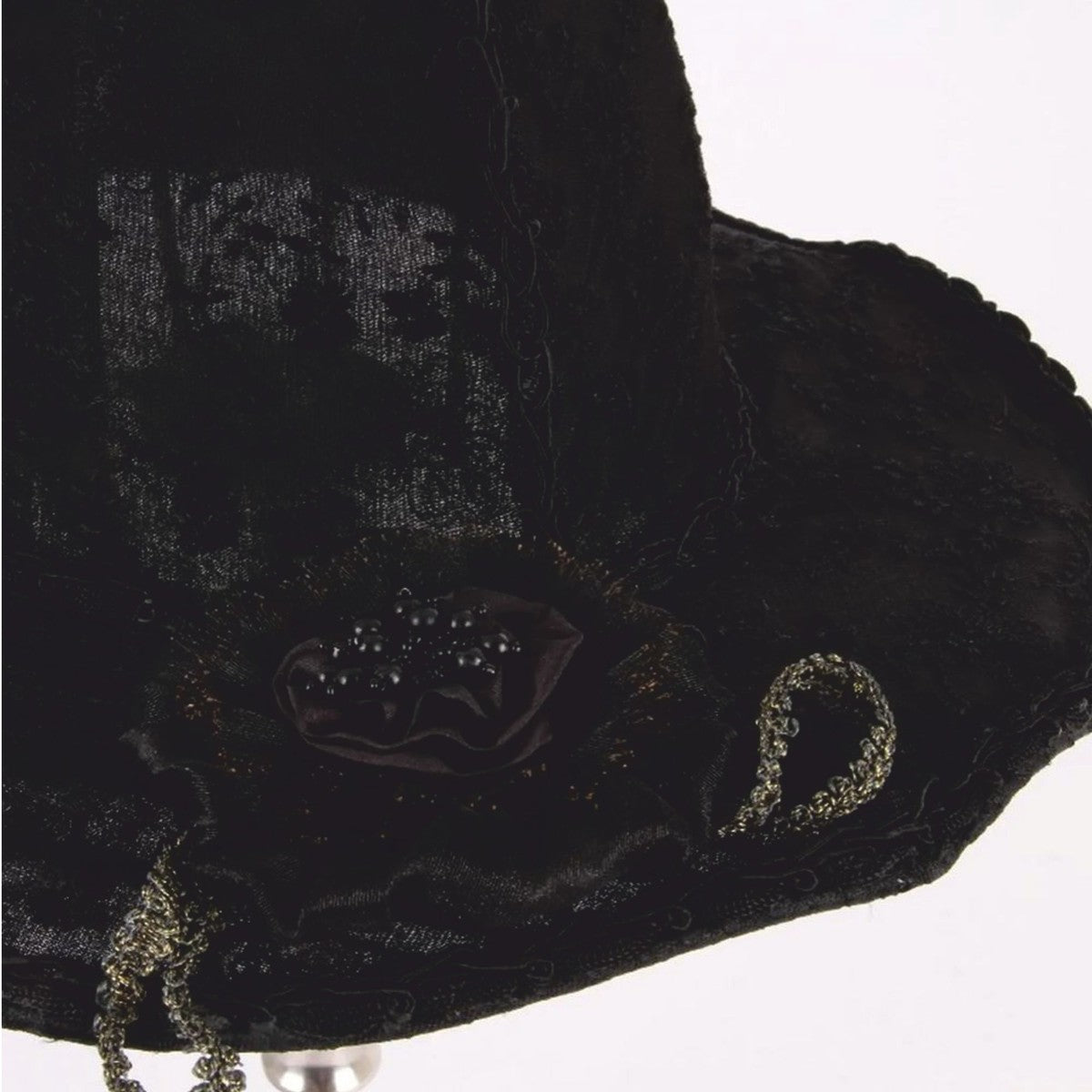 Barock Lampenschirm in Damenhut Form Schwarz 38 cm - Barock Deko