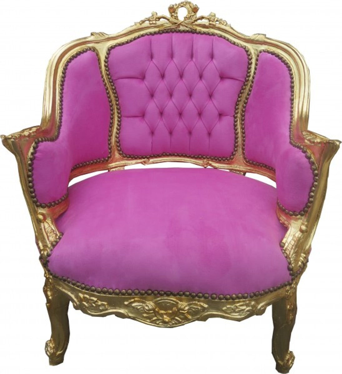 Barock Salon Lounge Sessel Rosa / Gold - Cocktailsessel