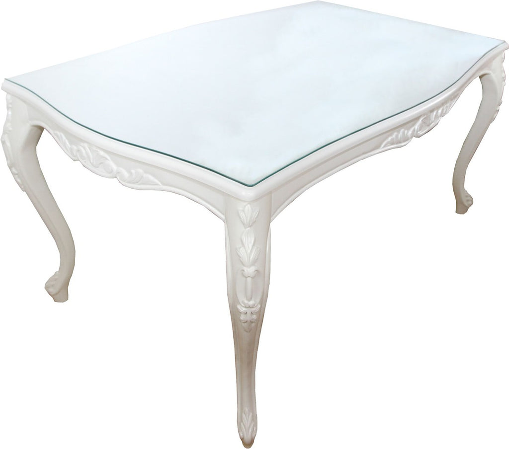 Barock Luxus Esstisch Weiss 160 x 100 cm - Hotel, Restaurant Möbel - Made in Italy