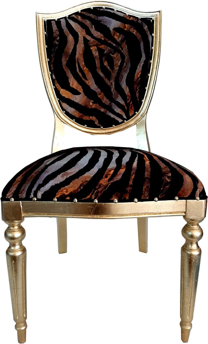 Art Deco Luxus Esszimmer Stuhl Leopard / Gold - Luxus Hotel Möbel
