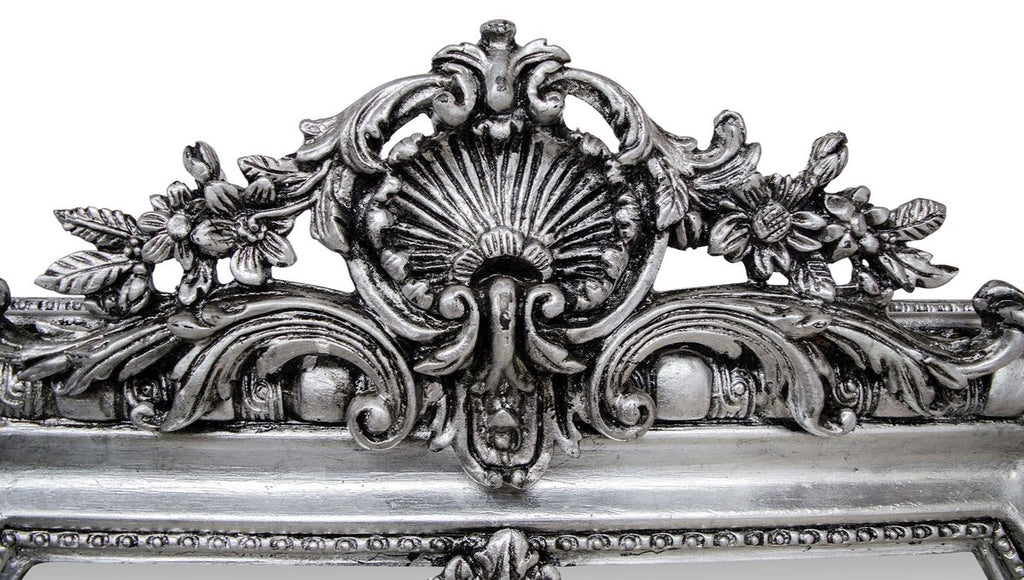 Antik Stil Spiegel / Wandspiegel Silber 118 x H. 207 cm - Barock Wohnzimmer Möbel