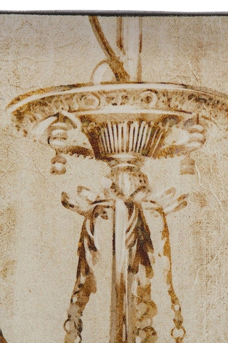 Barock Ölgemälde Kronleuchter Mehrfarbig 80 x H. 80 cm - Prachtvolles Ölbild