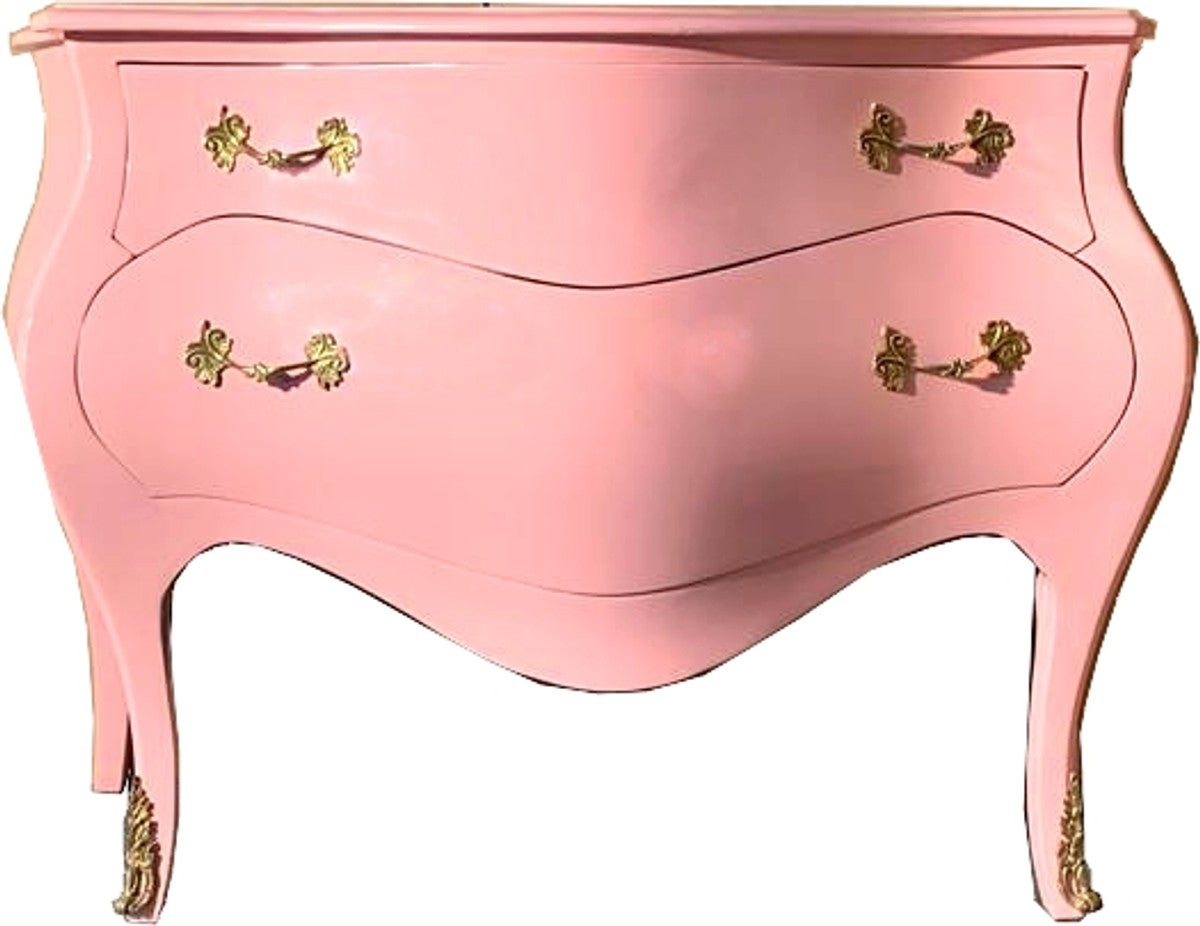 Barock Kommode 120 cm Rosa / Gold - Sideboards Barockmöbel