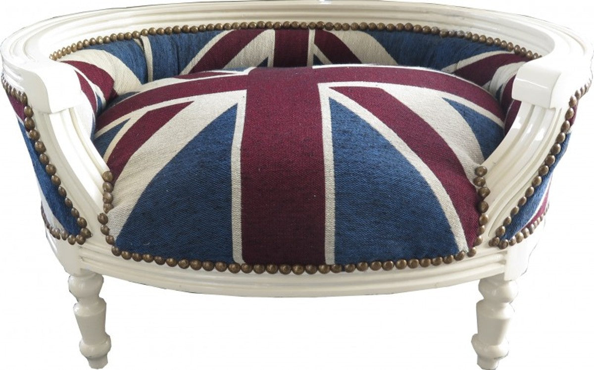 Barock Hunde & Katzen Sofa Union Jack / Creme - Hundebett & Katzenbett