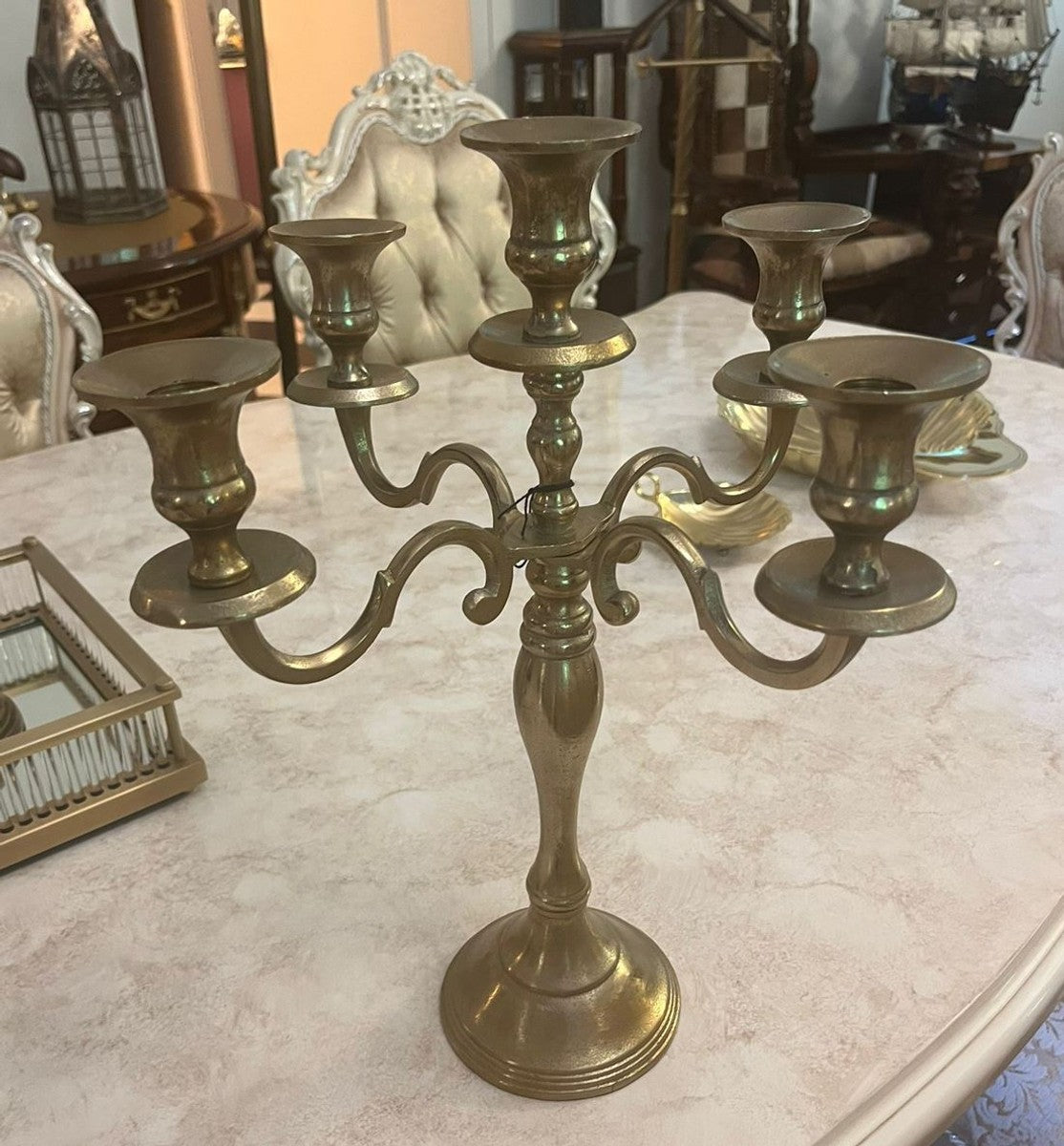 Barock Kerzenhalter Messing H. 43 cm - Barockstil Deko Accessoires