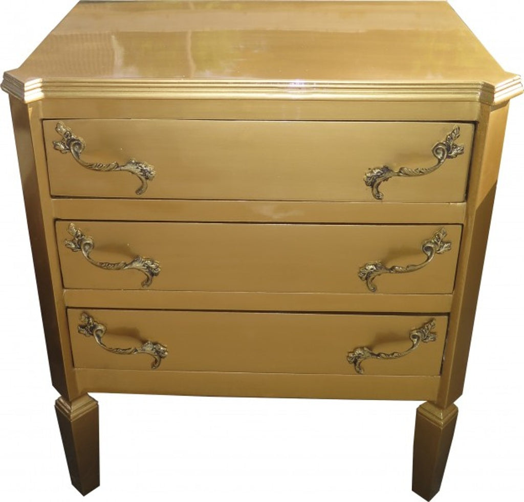 Barock Kommode Gold B60 H69 cm - Handgefertigte Art Deco Möbel