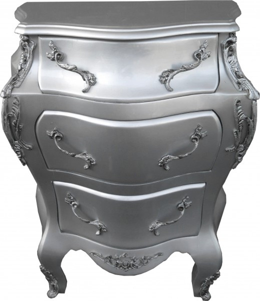 Barock Kommode Silber B68 H79.5 cm - Handgefertigte Möbel