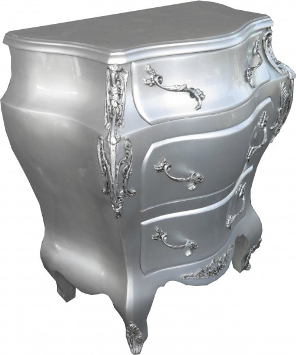 Barock Kommode Silber B68 H79.5 cm - Handgefertigte Möbel