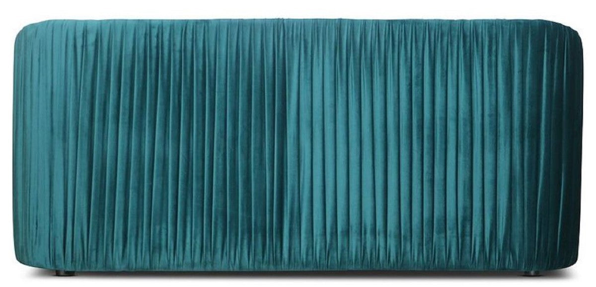 Art Deco Samt Sofa Grünblau / Gold 180 x 78 x H. 80 cm - Wohnzimmer Sofa - Art Deco Wohnzimmer Möbel