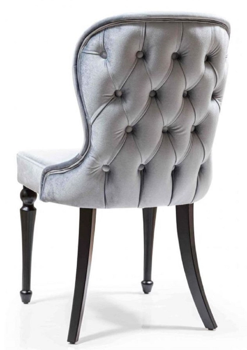 Art Deco Esszimmer Stuhl Set Silber / Schwarz 49 x 50 x H. 89 cm - Küchen Stühle 6er Set - Art Deco Esszimmer Möbel