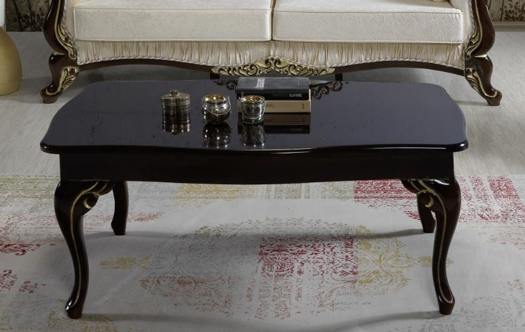 Barock Couchtisch Schwarz / Gold 105 x 74 x H. 50 cm - Barockstil Wohnzimmertisch - Barock Wohnzimmer Möbel