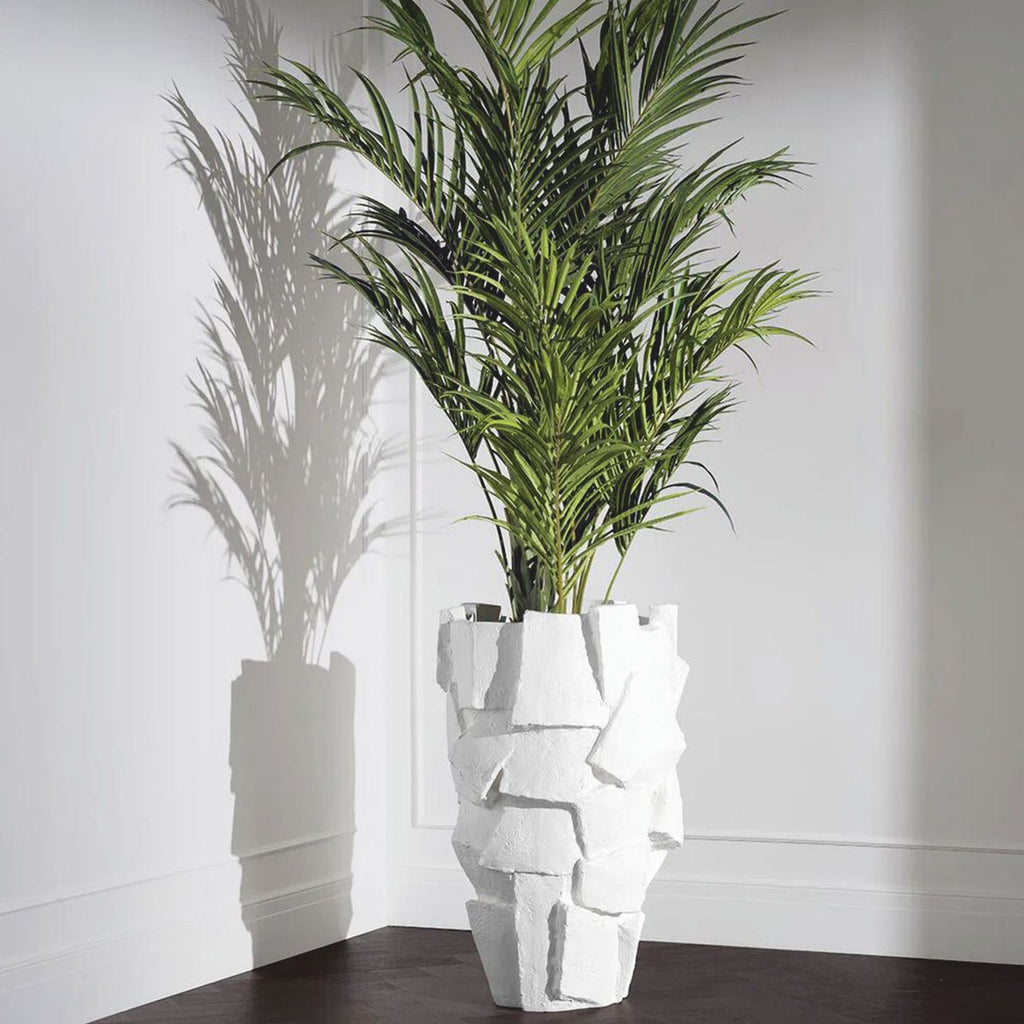 Luxus Fiberglas Blumentopf Matt Weiß H. 106,5 cm - Luxus Qualität