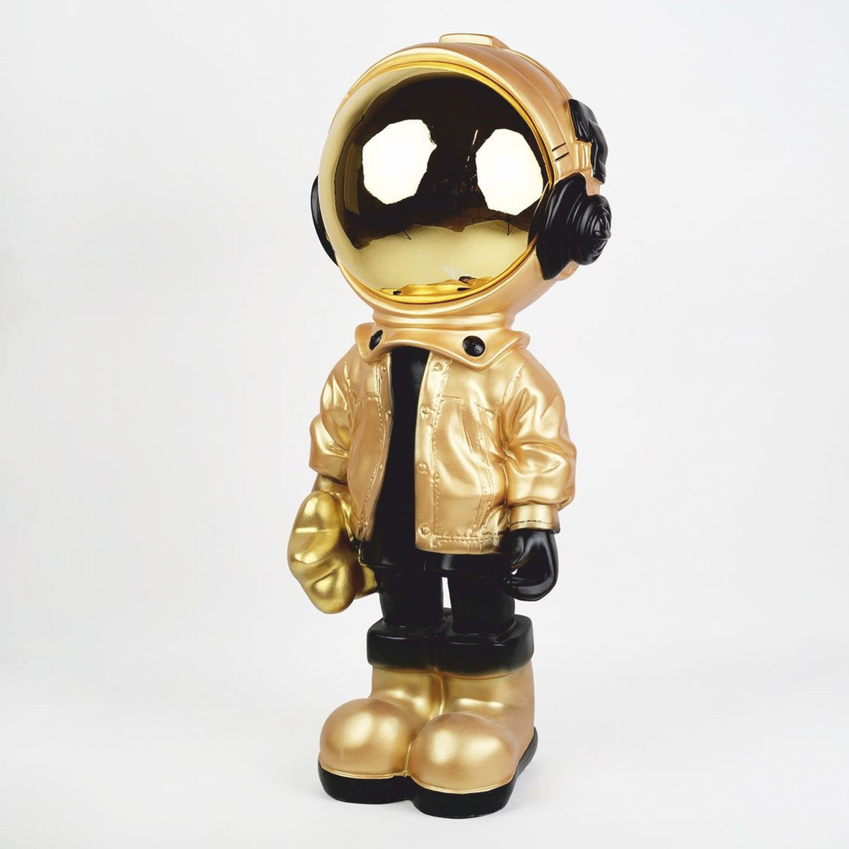 XXL Deko Skulptur Astronaut mit Stern Gold / Schwarz H. 150 cm